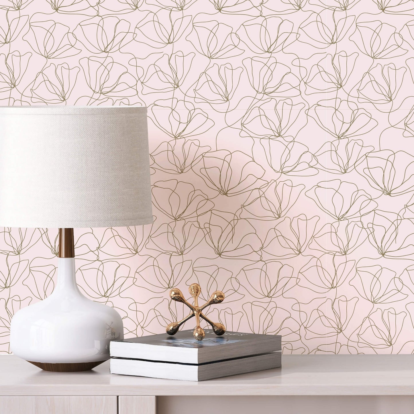 Drawn to Nature – Peel and Stick Wallpaper Panel 16 x 24" in Blush Floral