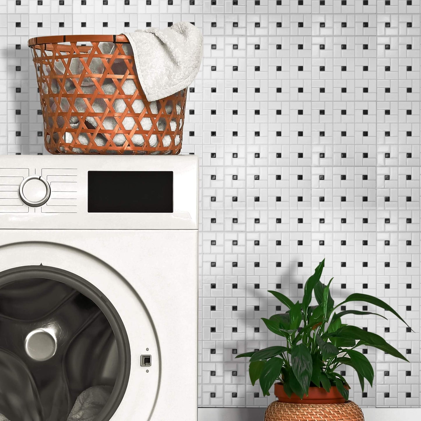 Country White Black Backsplash