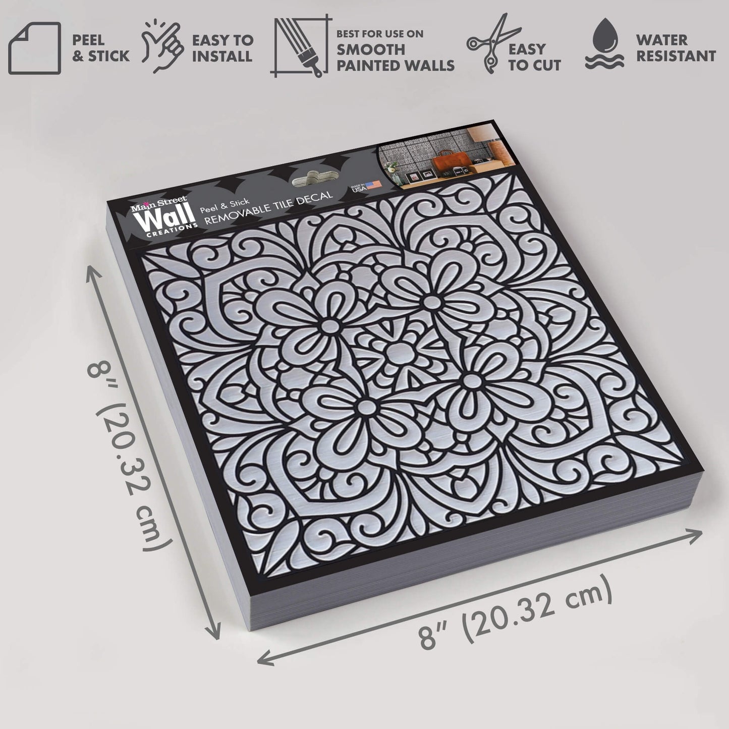 Silver Inked Garden Tile Decal