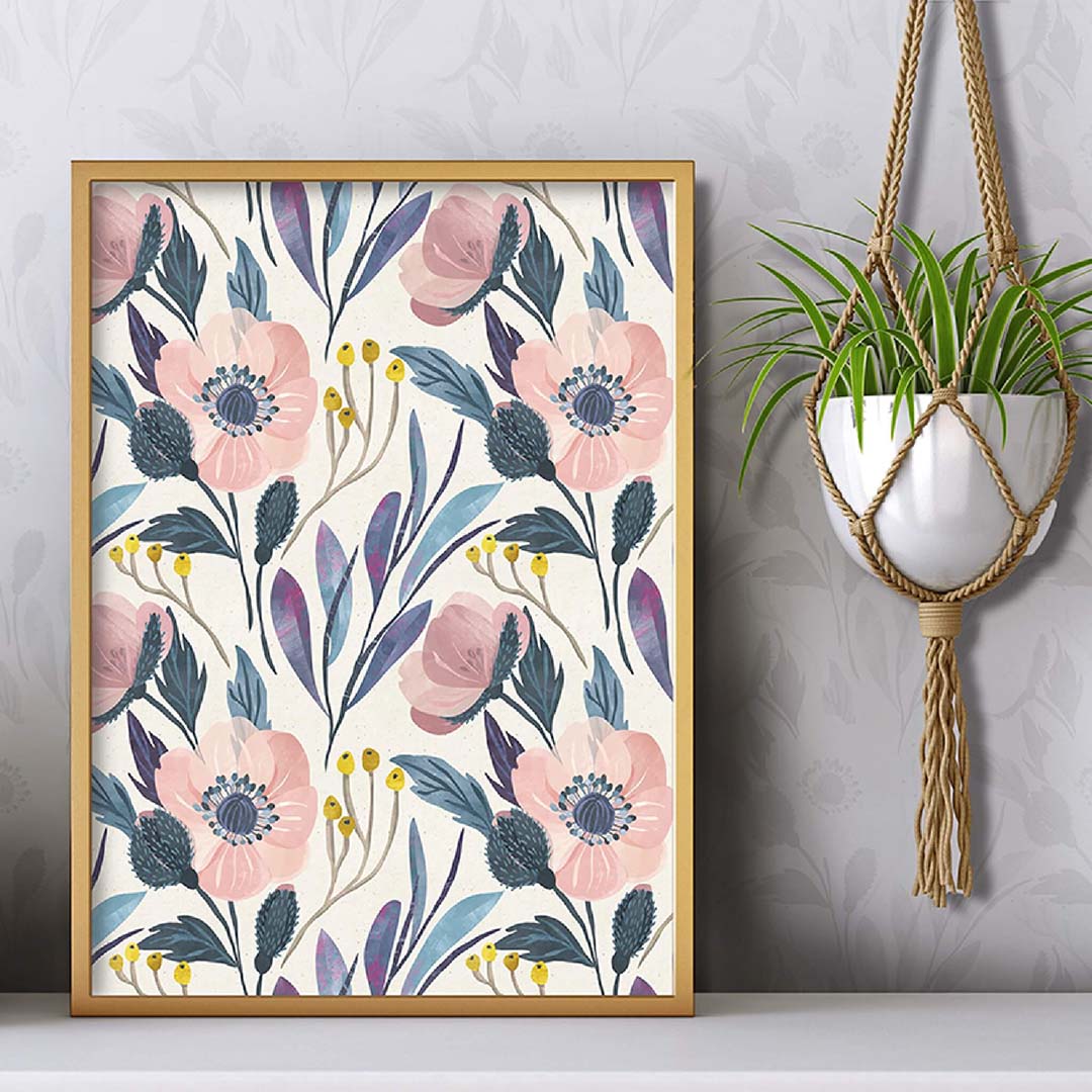 Pink Wildflowers – Peel and Stick Wallpaper Roll 20.5" x 16 ft in Pastel Meadow Bloom