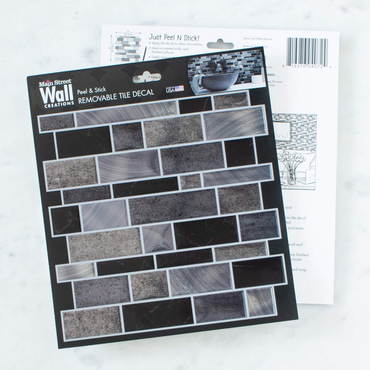 Silver and Black Mosaics Tile Decal