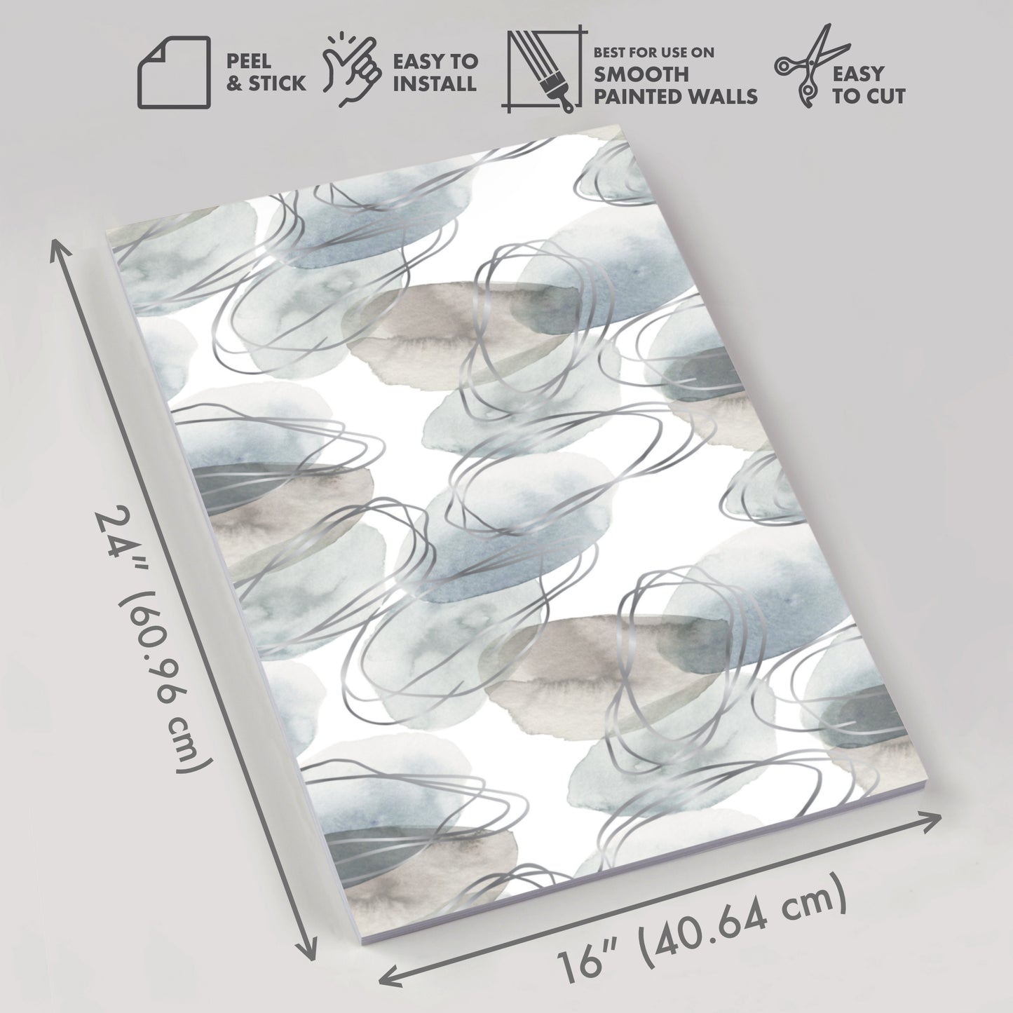 Winner’s Circle – Peel and Stick Wallpaper Panel 16 x 24"in Blue, Brown & Silver Accents