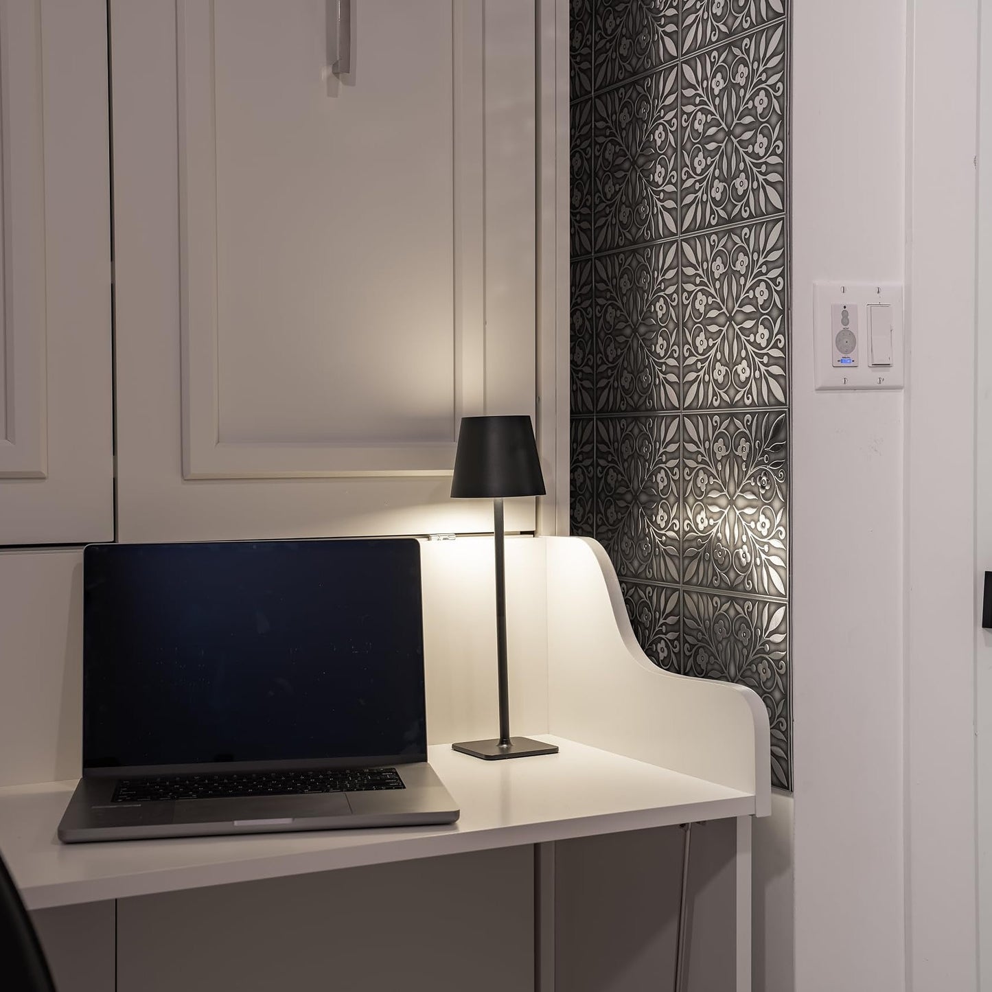 Brushed Nickel and Silver Leaves Tile Decal
