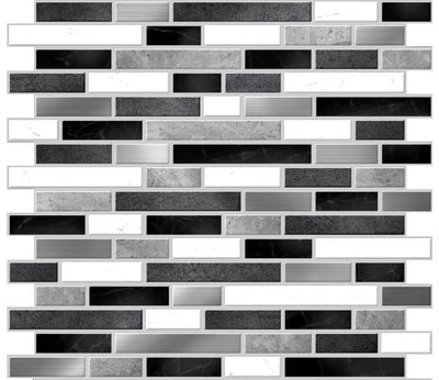 Black and White Mosaic Peel and Stick Wallpaper Tiles - 24 Pack