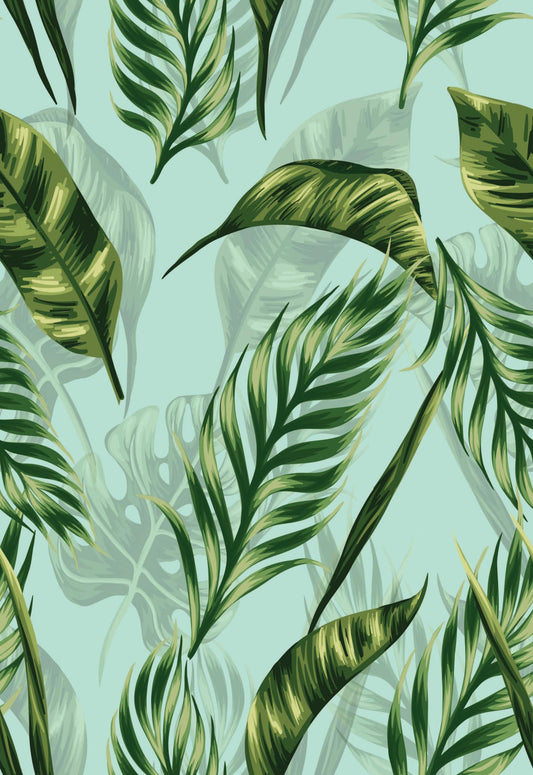 Palm Leaf – Peel and Stick Wallpaper Eco-Friendly Sheet 11" x 16" in Tropical Graphic