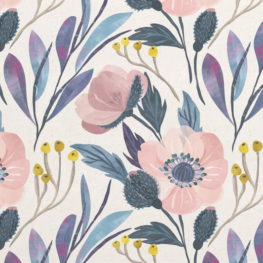 Pink Wildflowers – Peel and Stick Wallpaper Roll 20.5" x 16 ft in Pastel Meadow Bloom