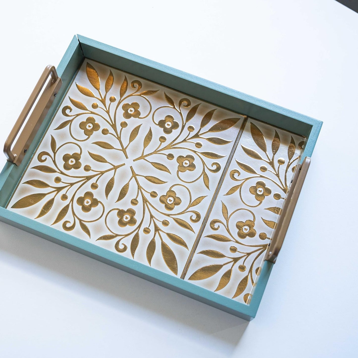 White and Gold Leaves Tile Decal