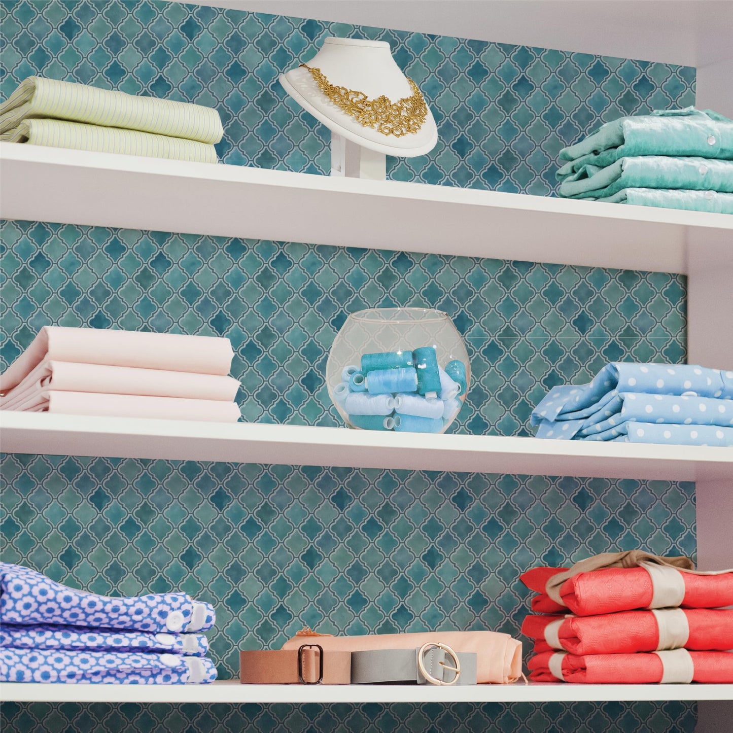 Jeweled Amour – Peel and Stick Wallpaper Sheets – Eco-Friendly 11x16" Removable Wall Décor for DIY & Furniture Projects