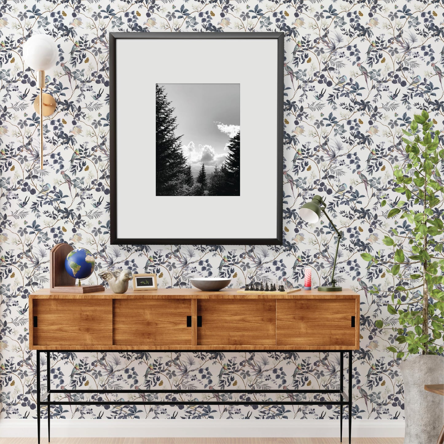 Free Spirit – Peel and Stick Wallpaper Sheets – Eco-Friendly 11x16" Removable Wall Décor with Blue Nature Vibes