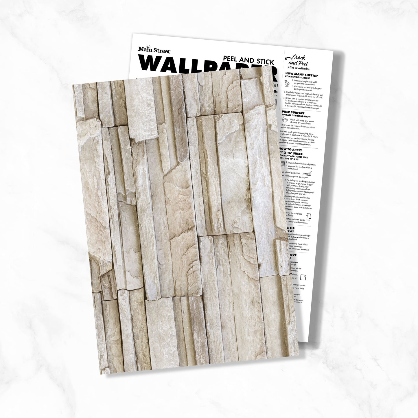 Peel and Stick Wallpaper Sheets – Stacked Stone Design