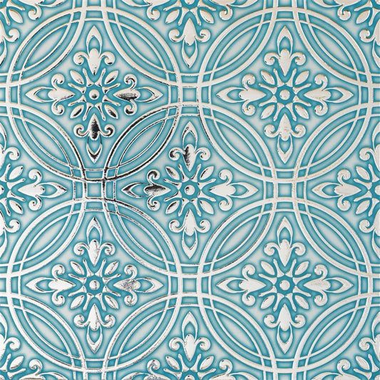 Teal Painted Silver Tile – Removable 8x8" Peel and Stick Metallic Wall Tile for DIY & Home Decor