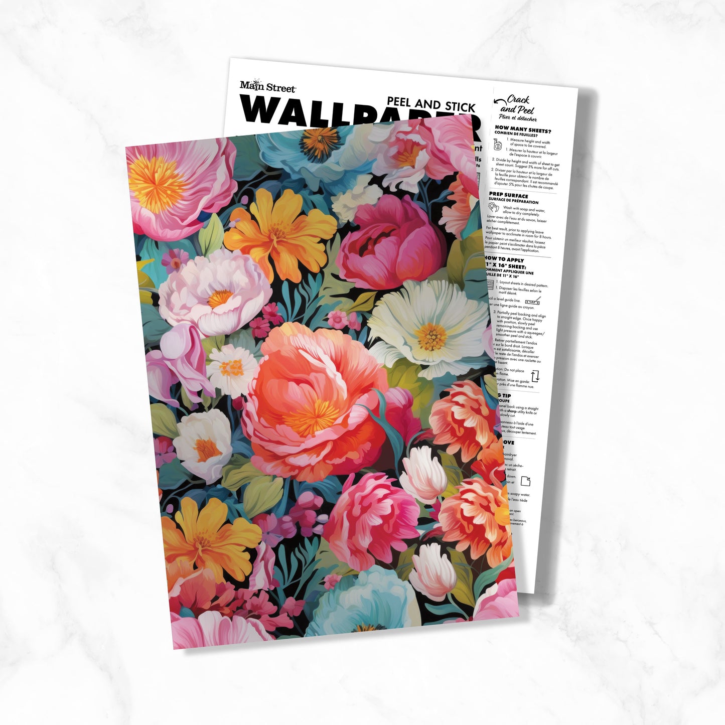Peel and Stick Wallpaper Sheets – Vibrant Flowers Design