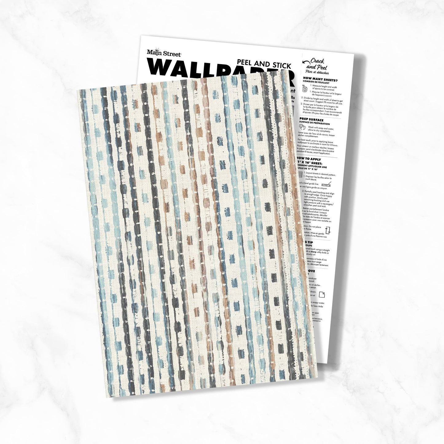 Peel and Stick Wallpaper Sheets – Woven Stripe Design