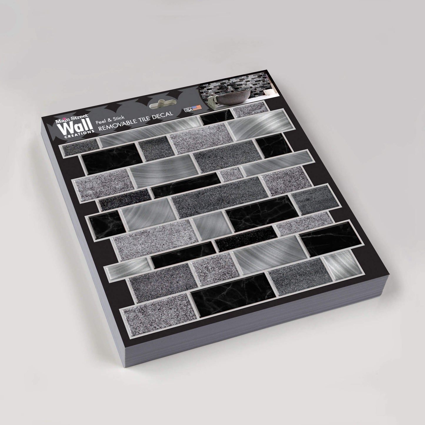 Silver and Black Mosaics Tile Decal