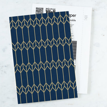 Indigo Diamonds – Peel and Stick Wallpaper Sheet 11" x 16" in Art Deco Glam