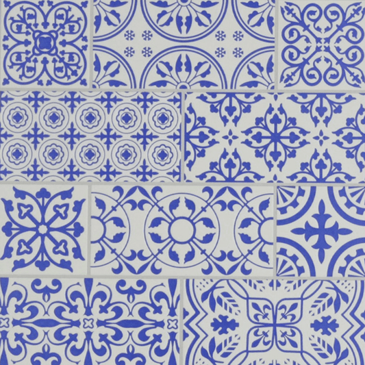 Blue Painted Stone Mosaic Peel and Stick Tile – Removable 8x8" Wallpaper Accent for DIY & Home Decor