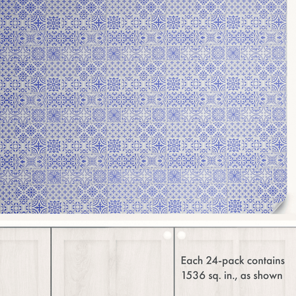 Blue Painted Stone Mosaic Peel and Stick Tile – Removable 8x8" Wallpaper Accent for DIY & Home Decor
