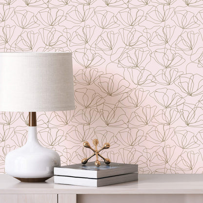 Drawn to Nature – Peel and Stick Wallpaper Panel 16 x 24" in Blush Floral