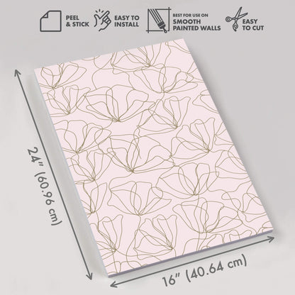 Drawn to Nature – Peel and Stick Wallpaper Panel 16 x 24" in Blush Floral