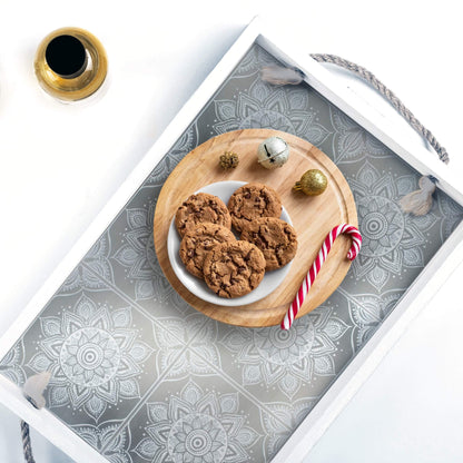 White Mandala – Peel and Stick Wall Tile 8x8" in Metallic Aluminum Finish