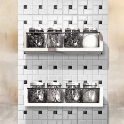 Country White Black – Peel and Stick Backsplash Tile 10.5x10.5" in Sculpted Basket Weave Design