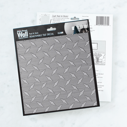 Diamond Plates – Peel and Stick Wall Tile Decal 8x8" in Industrial Metallic Finish