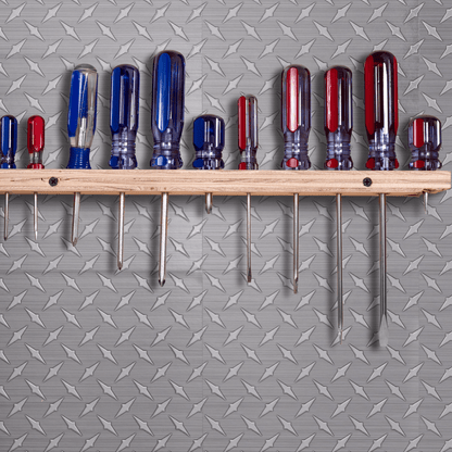 Diamond Plates – Peel and Stick Wall Tile Decal 8x8" in Industrial Metallic Finish