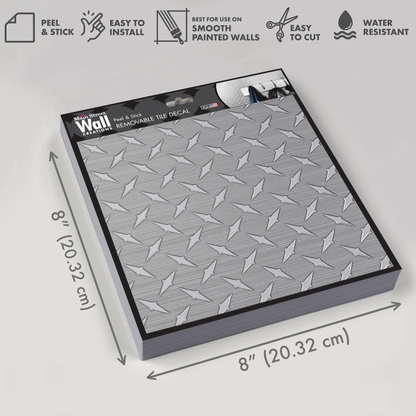 Diamond Plates – Peel and Stick Wall Tile Decal 8x8" in Industrial Metallic Finish