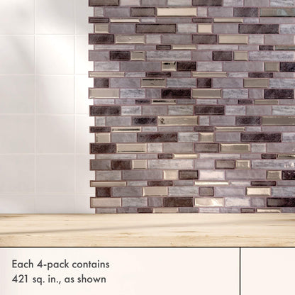 Earth Grey Mosaic – Peel and Stick Backsplash Tile 10.5x10.5" in Sculpted Faux Stone Finish