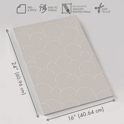Embrace Your Curves – Peel and Stick Wallpaper Panel 16 x 24" in Taupe Arch Pattern