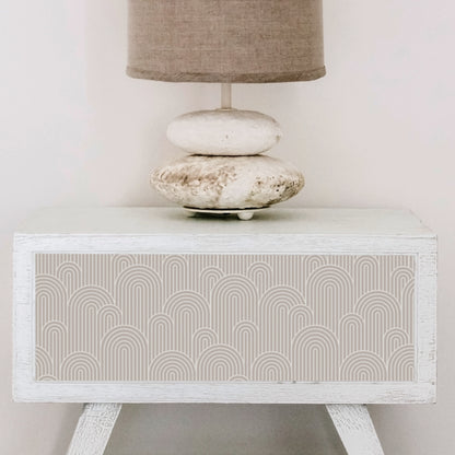 Embrace Your Curves – Peel and Stick Wallpaper Panel 16 x 24" in Taupe Arch Pattern