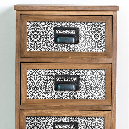 Silver Inked Garden – Peel and Stick Wall Tile Decal 8x8" in Metallic Black Floral Design