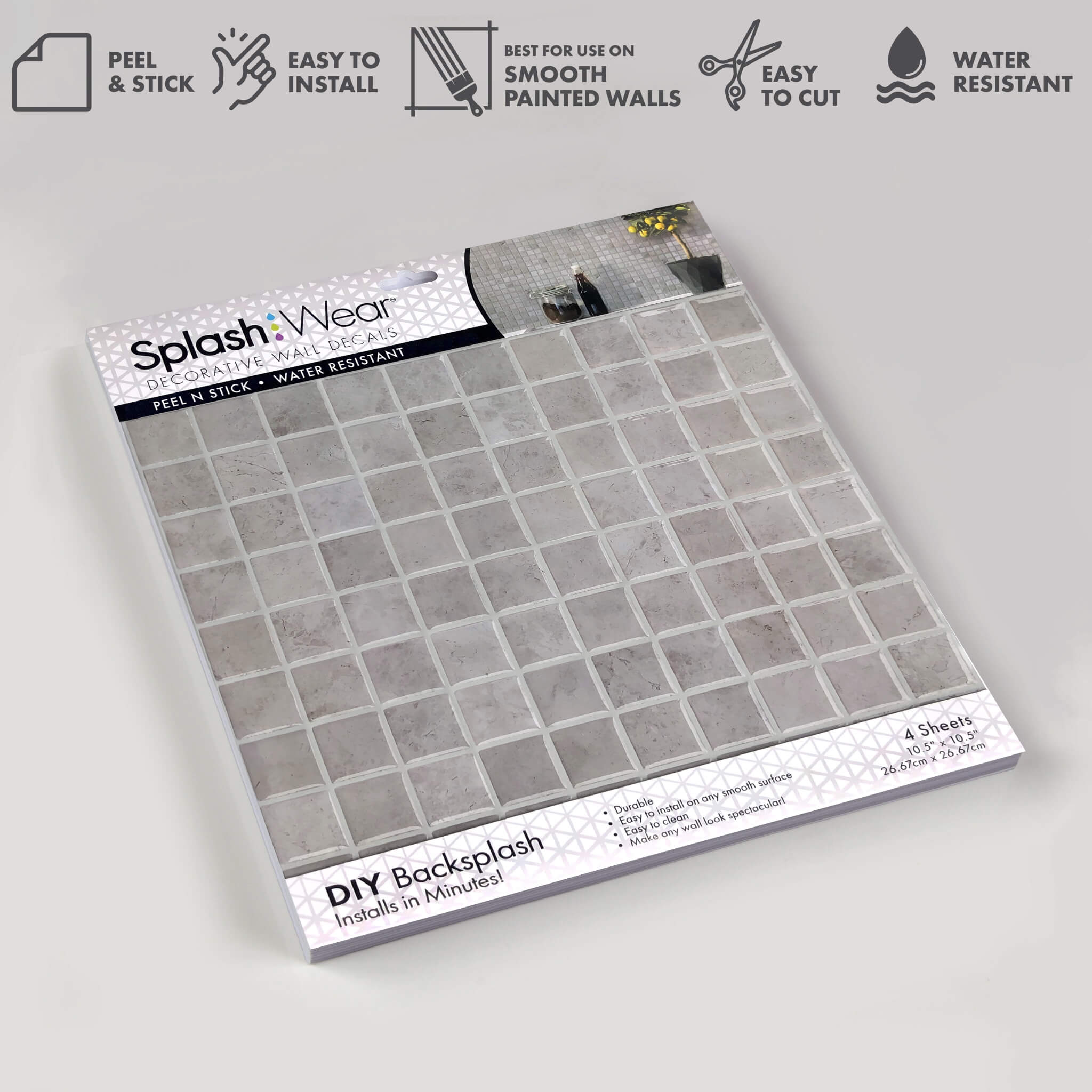 Mini Mosaic Stone Peel and Stick Backsplash Tile - 4 Pack or 8 Pack