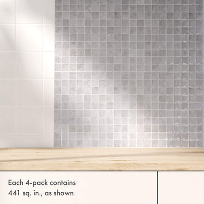 Mini Mosaic Stone – Peel and Stick Backsplash Tile 10.5x10.5" in Sculpted Faux Stone Finish