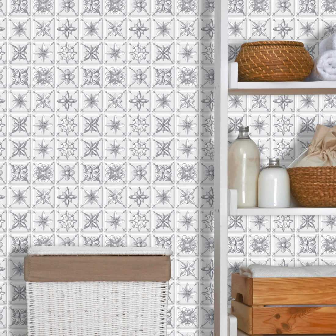 Painted Decorative Peel and Stick Backsplash Tile - 4 Pack