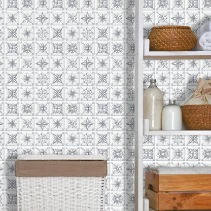 Painted Decorative Tiles – Peel and Stick Backsplash Tile 10.5x10.5" in Sculpted Artistic Finish