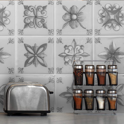 Painted Decorative Tiles – Peel and Stick Backsplash Tile 10.5x10.5" in Sculpted Artistic Finish