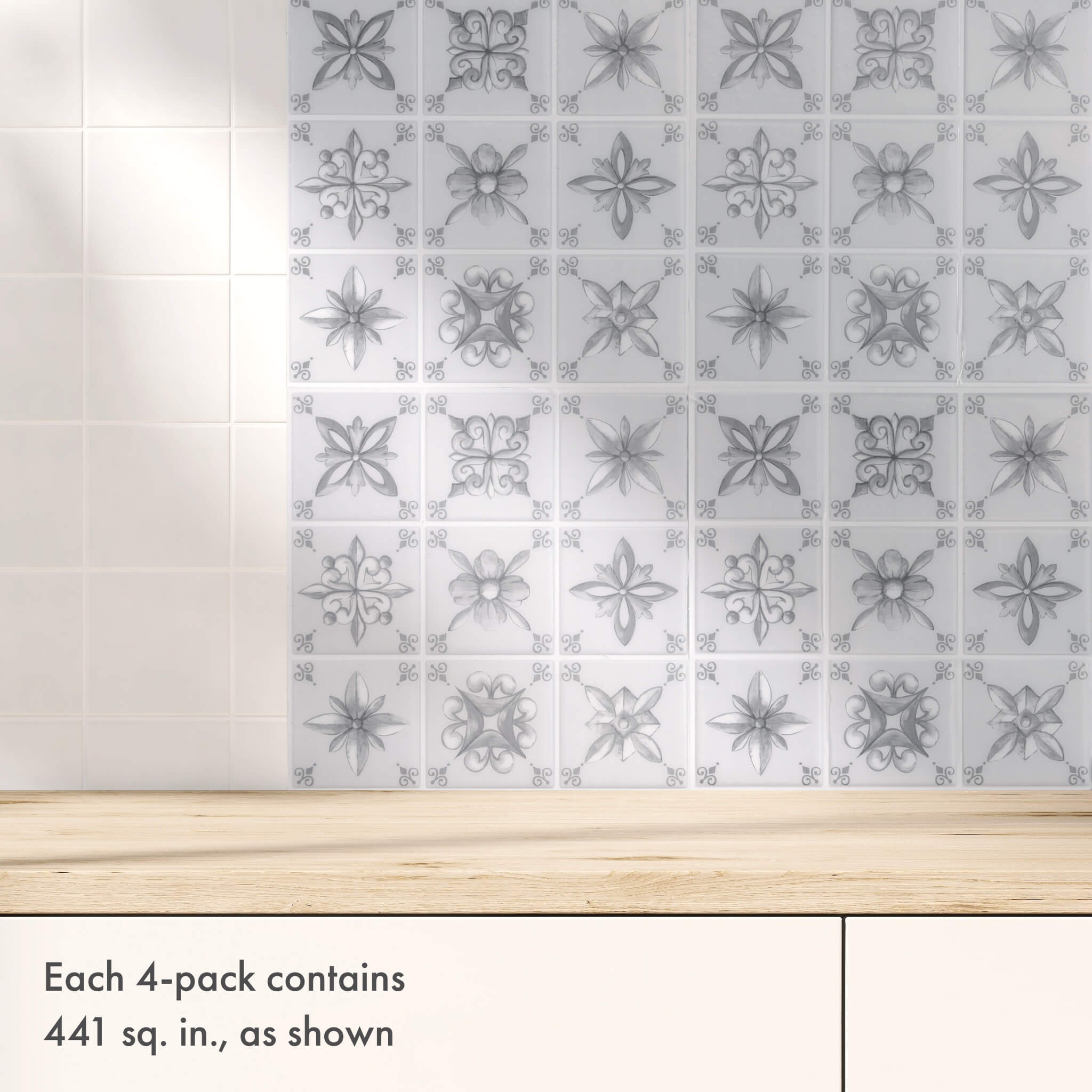 Painted Decorative Peel and Stick Backsplash Tile - 4 Pack