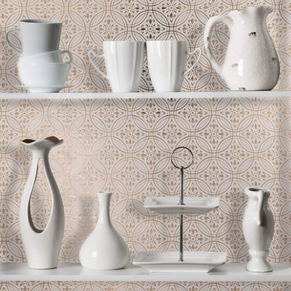 Gold Pastel Painted Design – 8x8"Peel and Stick Wallpaper Tile