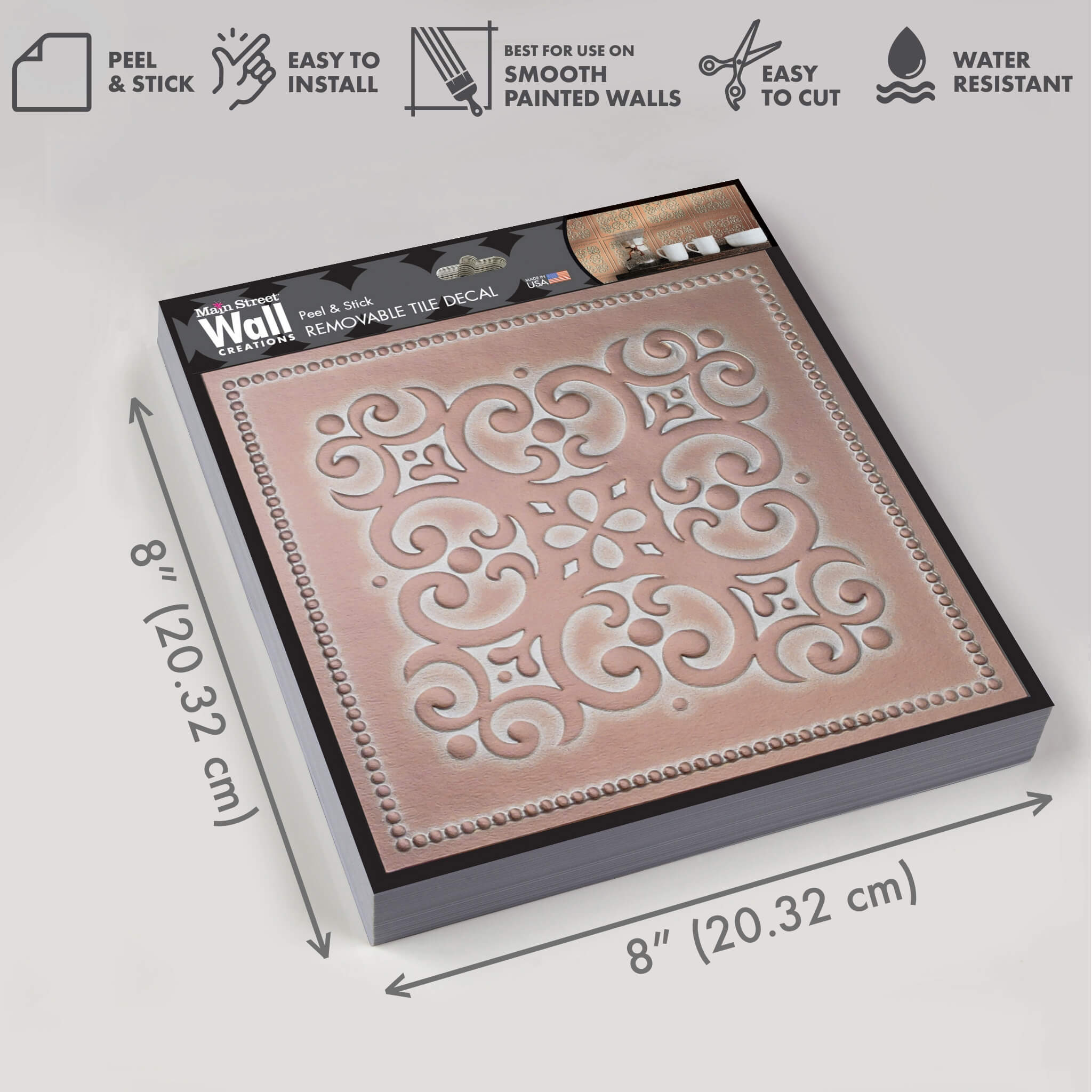 Patina Copper Peel and Stick Wallpaper Tiles - 24 Pack