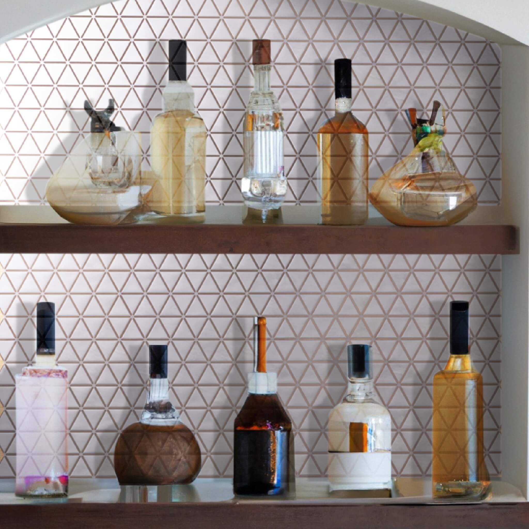 Rose Gold Triangles Peel and Stick Wallpaper Tiles - 24 Pack