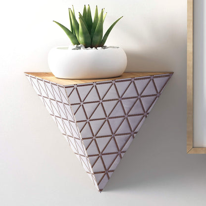 Rose Gold Triangles – Peel and Stick Wall Tile 8x8" in Faux Marble and Metallic Finish