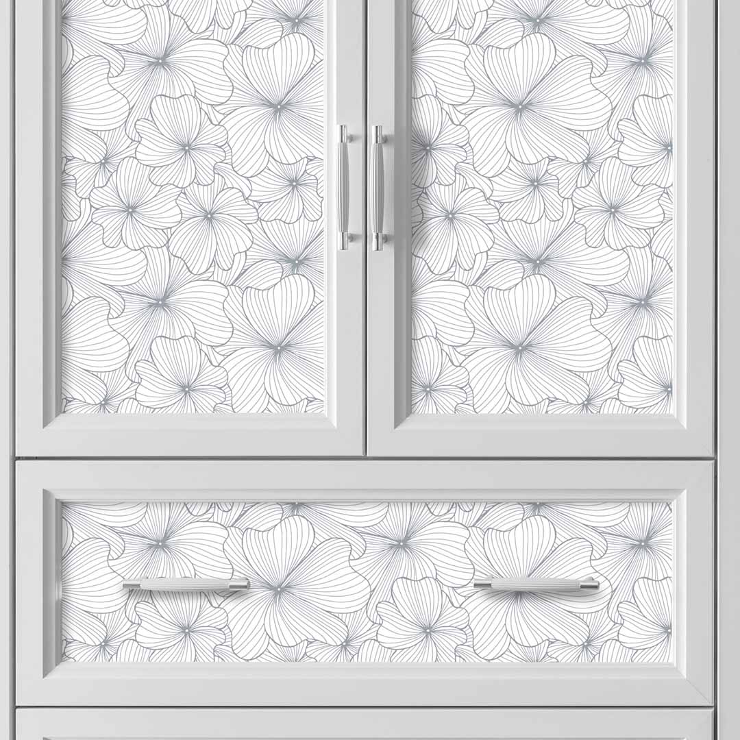 Silver Flowers Peel and Stick Wallpaper Roll