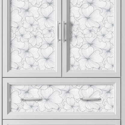 Silver Flowers – Peel and Stick Wallpaper Roll 20.5" x 16 ft in Metallic Floral Print