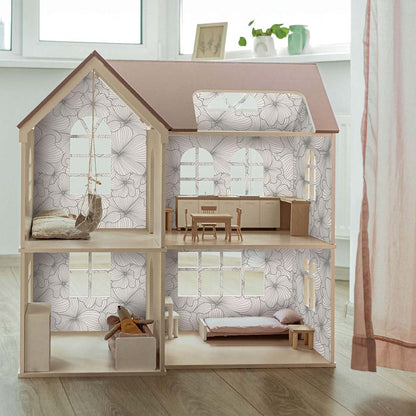 Silver Flowers – Peel and Stick Wallpaper Roll 20.5" x 16 ft in Metallic Floral Print