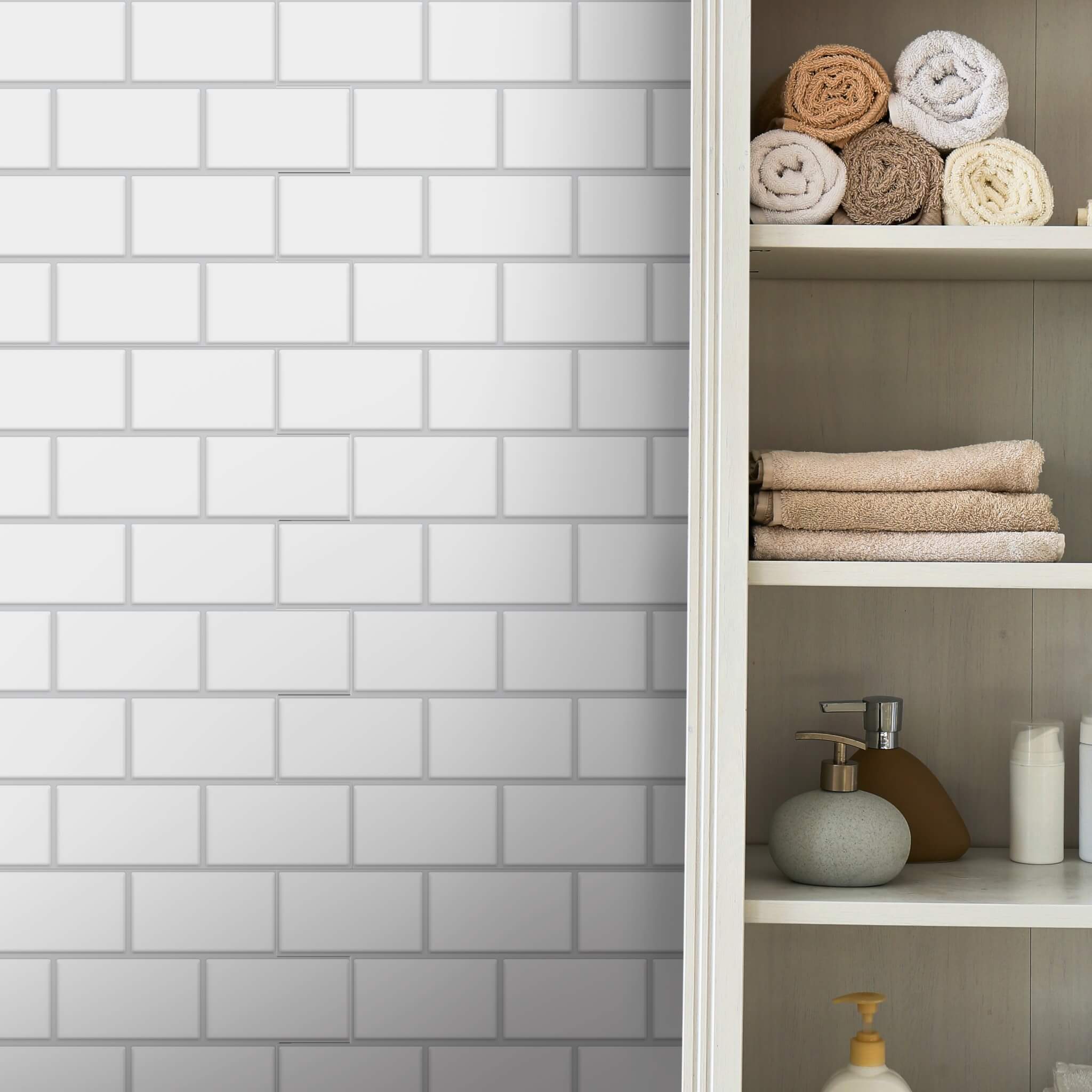 White Subway Backsplash Peel and Stick Backsplash Tile - 4 Pack or 8 Pack