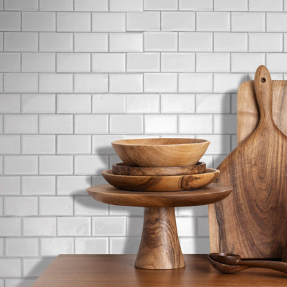 White Subway Backsplash – Peel and Stick Vinyl Tile 10x10" (4-Pack) in Sculpted Gloss Finish