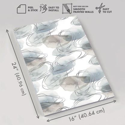 Winner’s Circle – Peel and Stick Wallpaper Panel 16 x 24"in Blue, Brown & Silver Accents