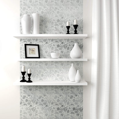 Flourish – Peel and Stick Craft Panel 10 x 15" in Metallic Silver Embossed Floral Foil