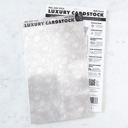 Flourish – Peel and Stick Craft Panel 10 x 15" in Metallic Silver Embossed Floral Foil